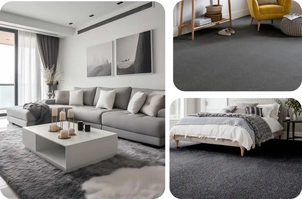Modern grey carpet flooring installed in Dubai