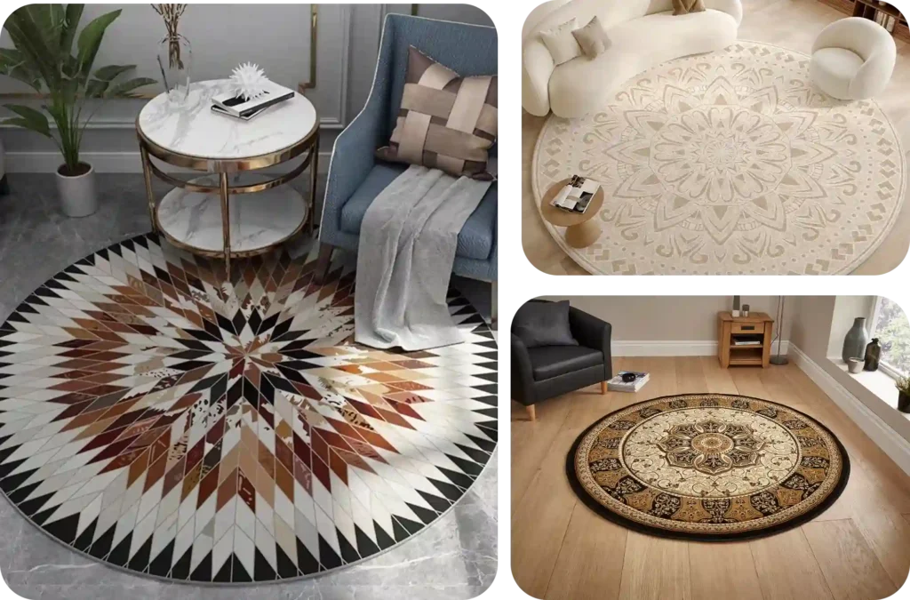 Modern round carpet for living room in Dubai